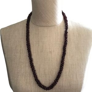 Vintage Endless Rope Garnet Woven Necklace